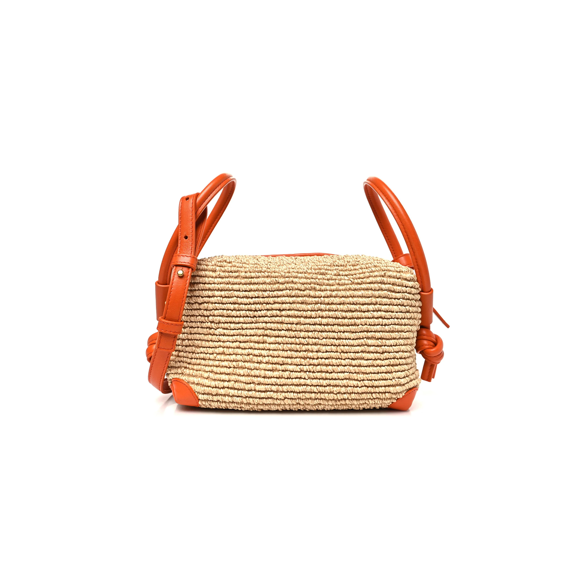 BOTTEGA VENETA RAFFIA CALFSKIN LOOP TOP HANDLE 796615 (19*12*9cm)